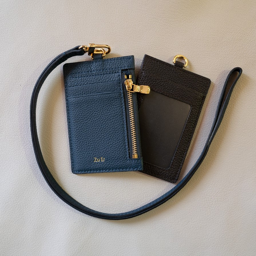 Lanyard with Zipped Pocket -Root Beer Brown - Crafune