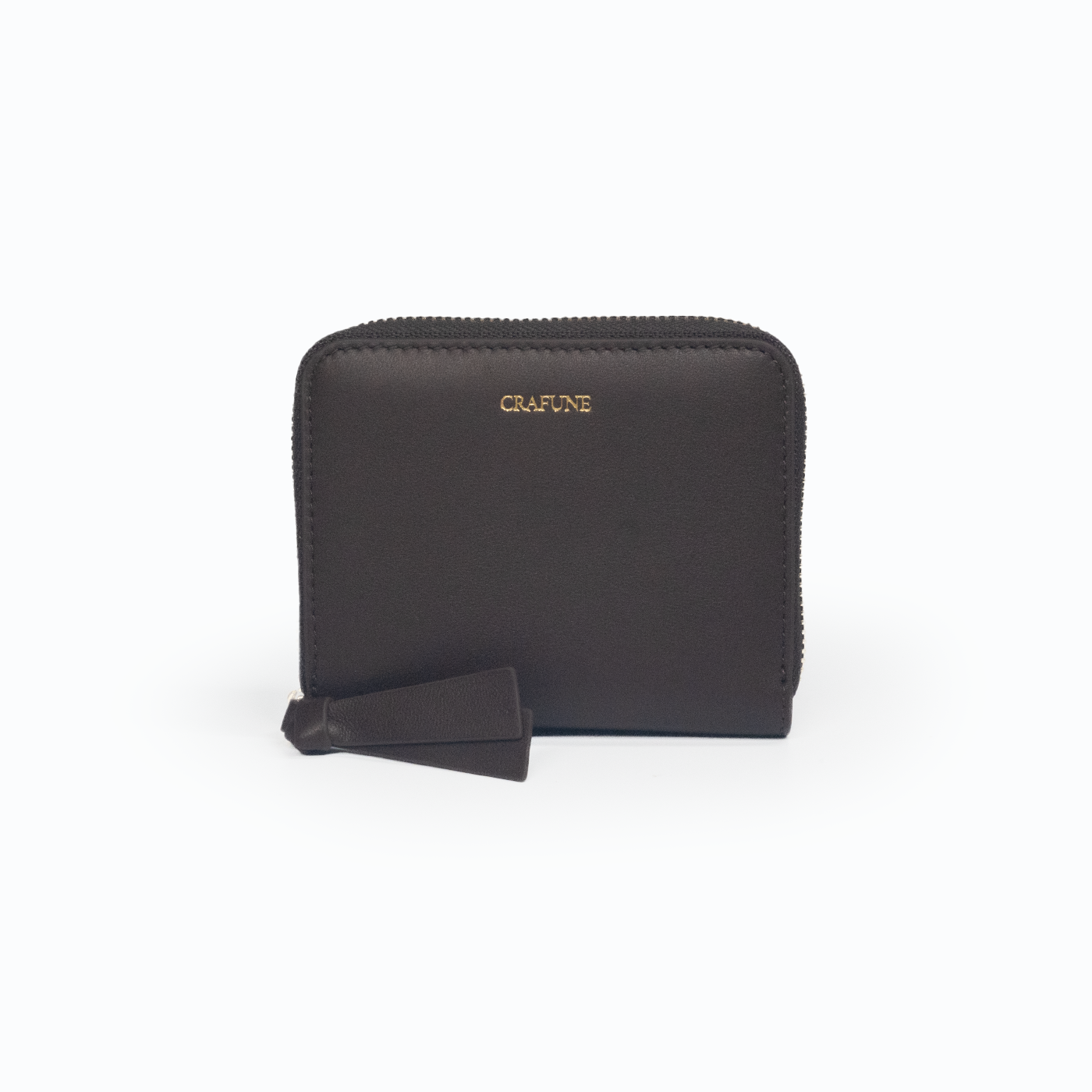 Pluto Short Zipper Wallet - Cocoa - Crafune