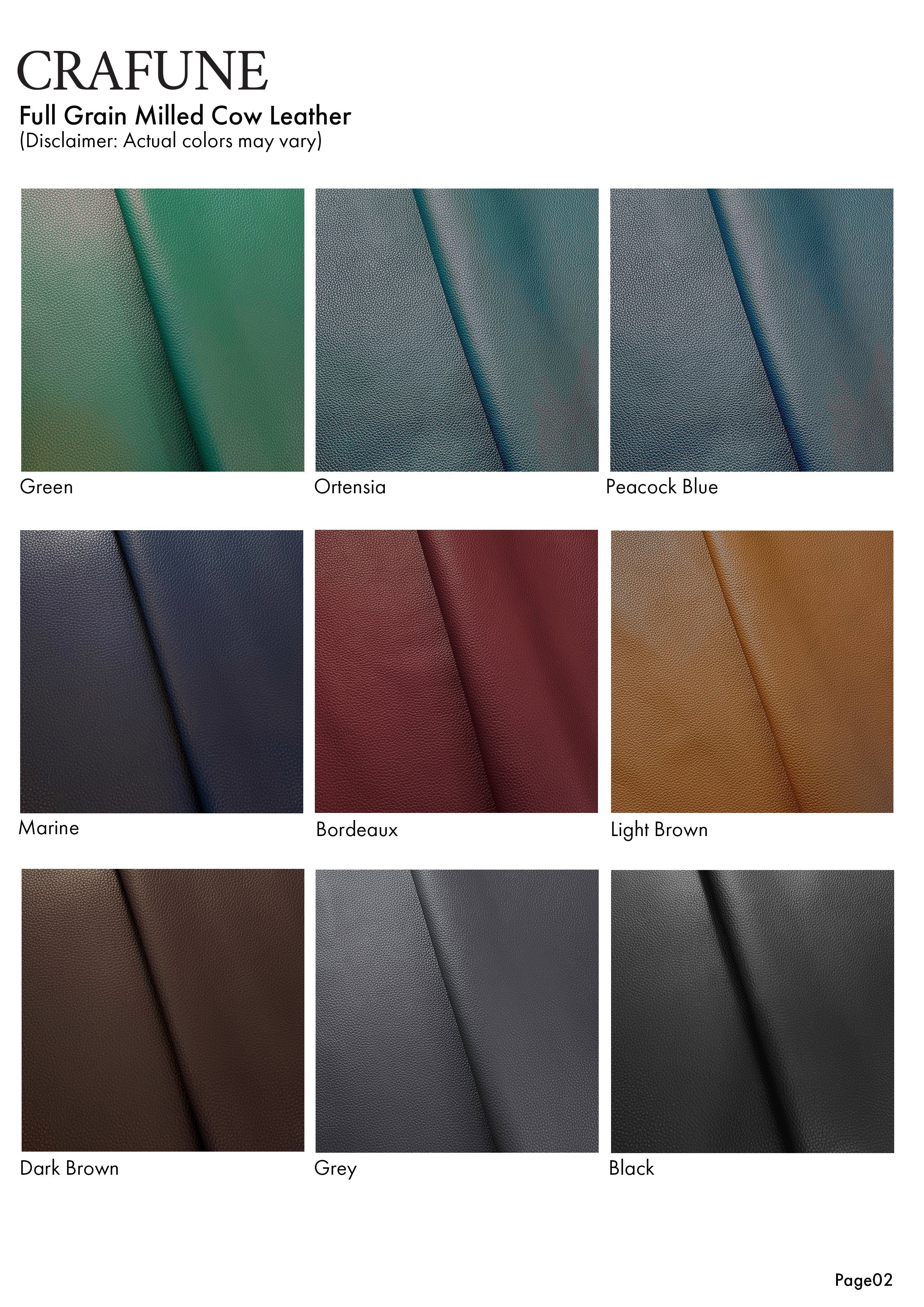 Full-grain Milled Cow Combination-Tanned Leather - Orange - Crafune