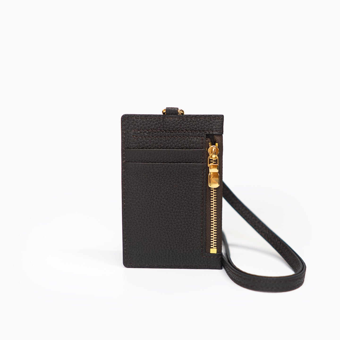 Lanyard with Zipped Pocket -Root Beer Brown - Crafune