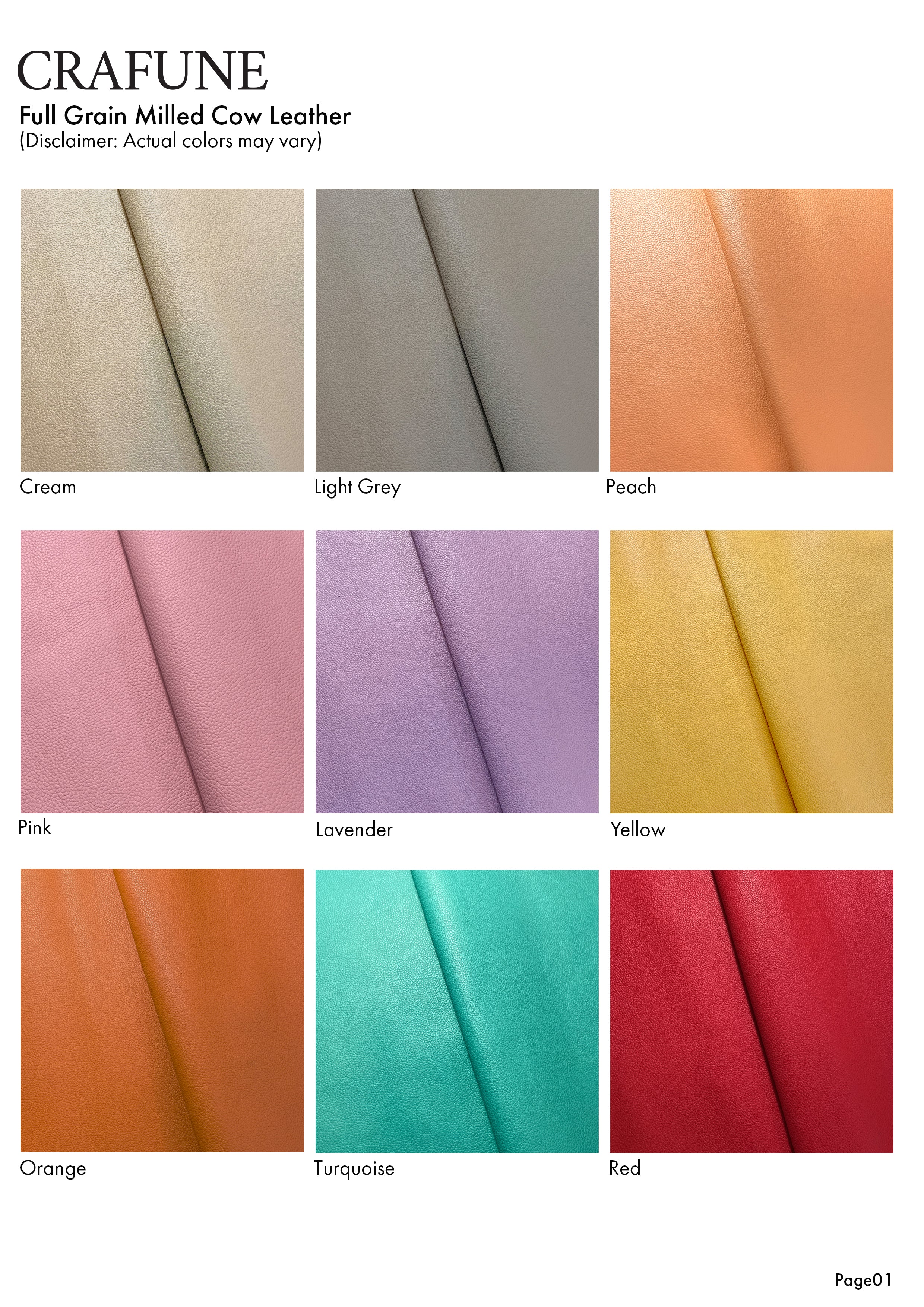 Full-grain Milled Cow Combination-Tanned Leather - Light Grey - Crafune
